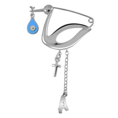 Παραμάνα  Με Πελαργό, Ματάκι, Σταυρό Και Μονόγραμμα