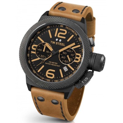 TW STEEL Canteen 50mm Brown Leather Strap CS42