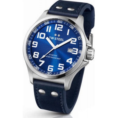 TW STEEL Pilot XLarge Blue Leather Strap TW401