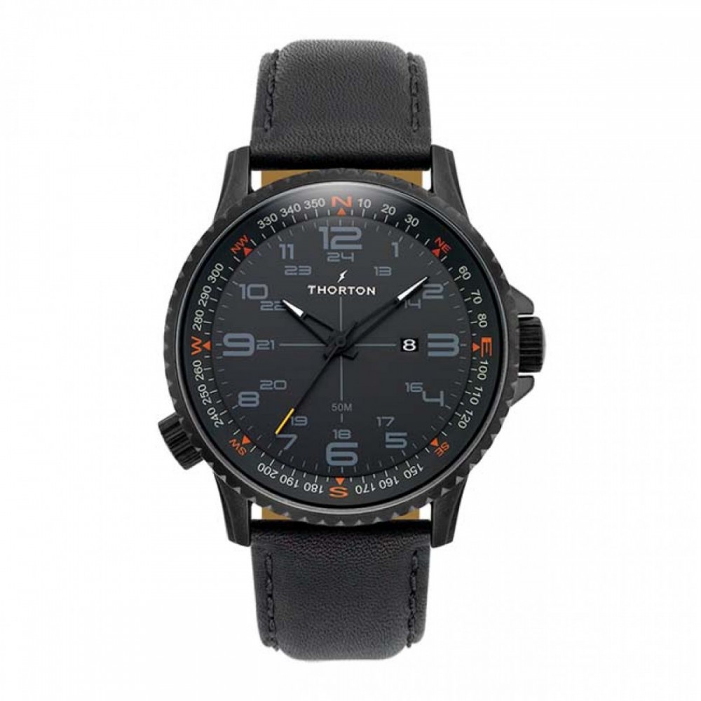 THORTON Kalf Black Leather Strap  9202111