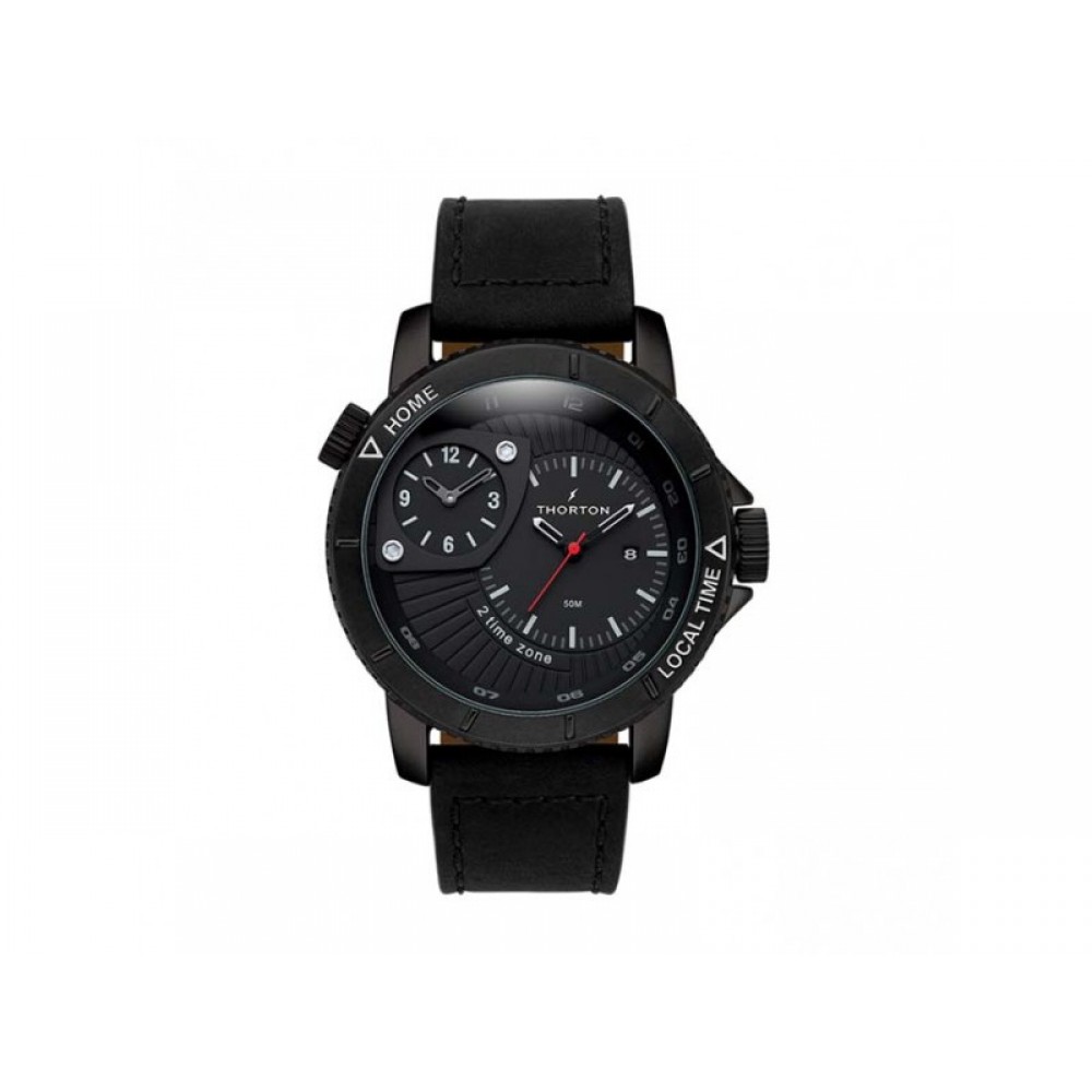 THORTON Horic Chronograph Black Leather Strap 9203112