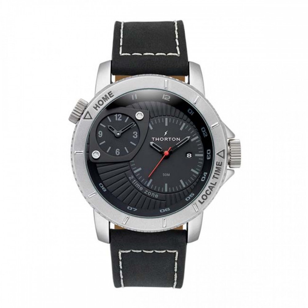 THORTON Horic Chronograph Black Leather Strap 9203131